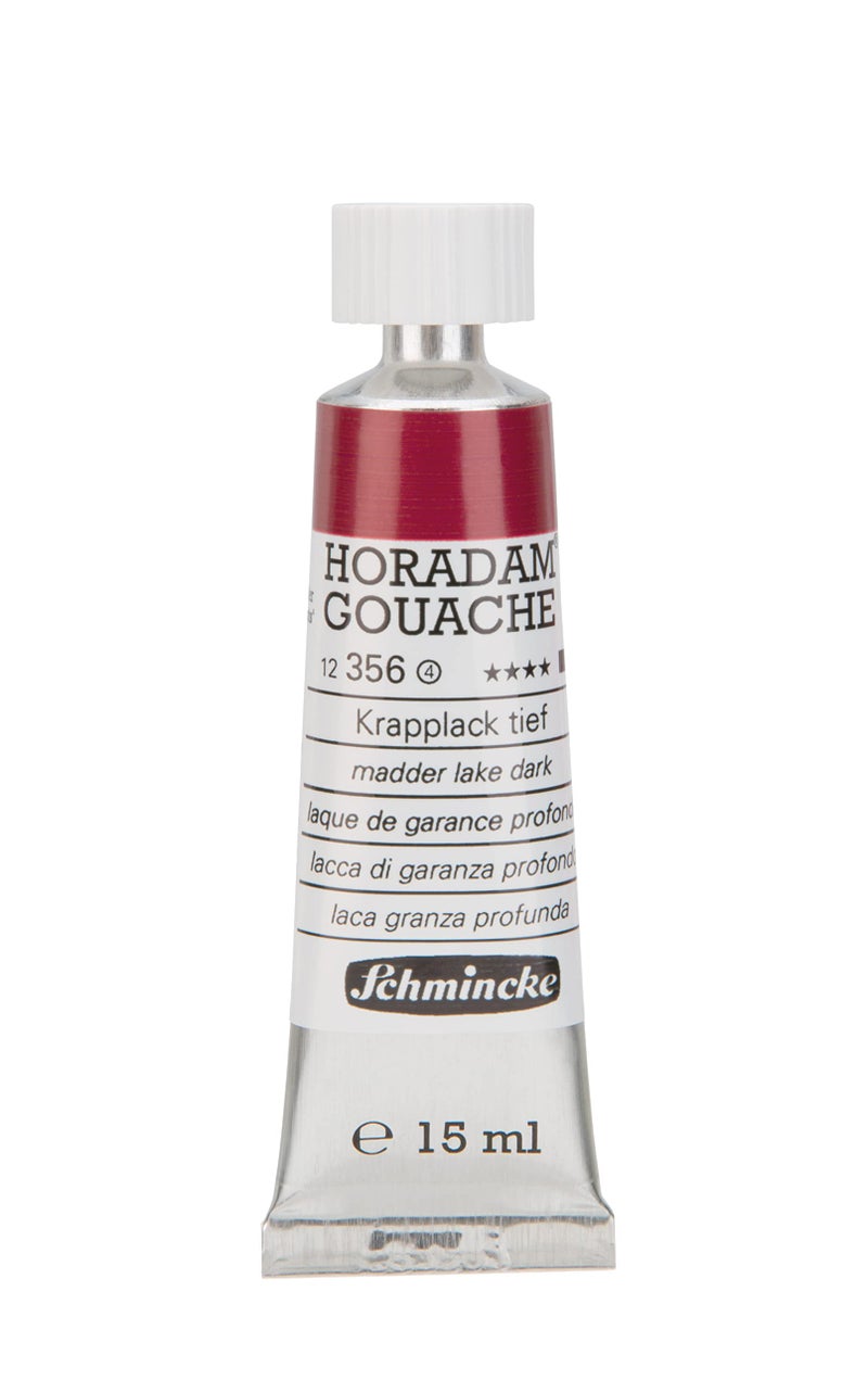 Schmincke - HORADAMÂ® Gouache, madder lake dark, 356, 15 ml, finest gouache color, highest concentration of pigments, luminosity and depth of color - Image 1